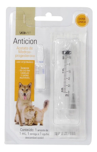 Anti-concepcional Anticion Para Cadelas E Gatas Dose 1ml 0