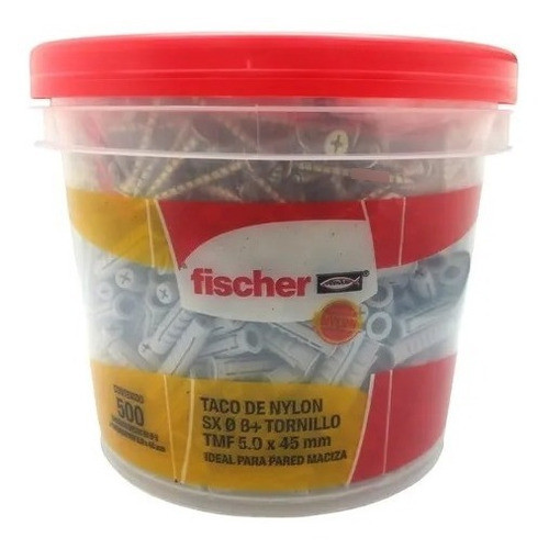 Balde Fischer Tarugos Sx8 + Tornillos De 5 X 45 X 500u 0