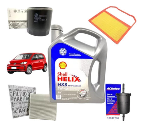 Kit Service 4 Filtros + Aceite 5w40 Volkswagen Up! 1.0 Mpi 0