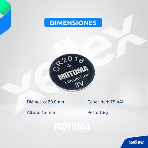 10 X Pilas Litio Boton Cr2016 Motoma 2016 - San Martin 1