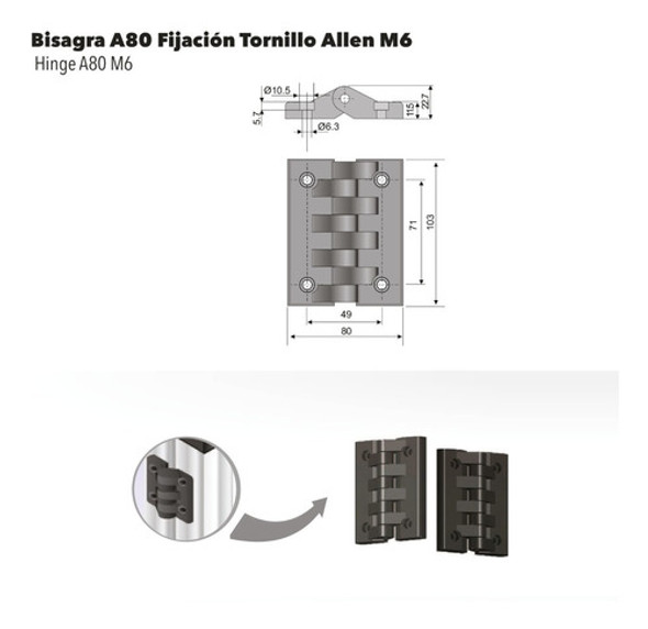 Bisagra Plastica 80mm  Reforzada Industrial Marca Piaz 1