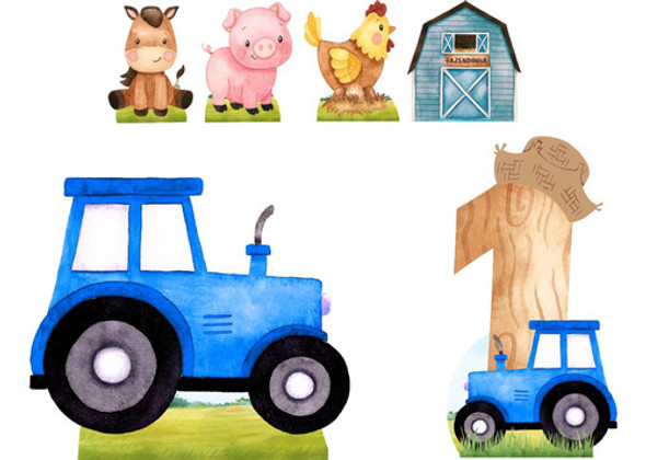 Displays E Painel Fazendinha Aquarela - Festa E Decoração 1