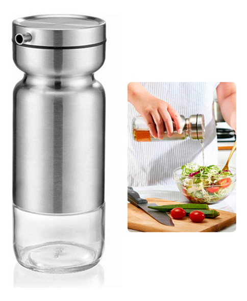Aceitera Vinagrera De Vidrio Acero Inox Pico Vertedor 350ml 0