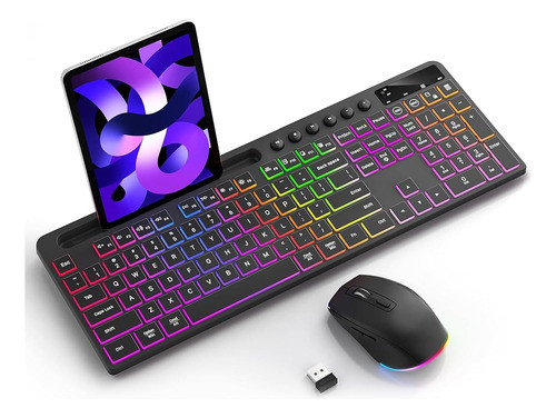 Combo De Teclado Y Ratón Inalámbricos Con Retroiluminación - 0
