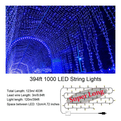Maojia Tira De Luces De Navidad Para Exteriores, 1000 Leds/4 1