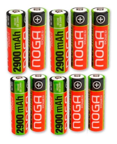 Combo De 10 Pilas Recargables Pila Aa Noga 2700 Capacidad 0