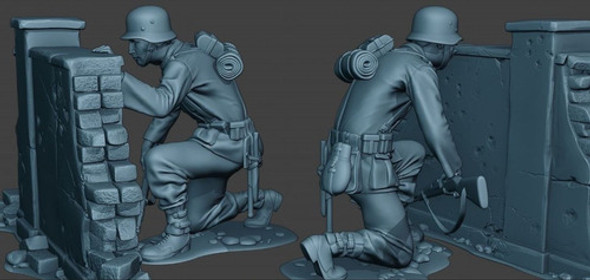 Soldado Alemán Cubierto Ww2 Escala 1/16 (12cm), Blanco 1