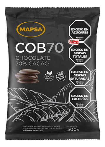 Chocolate Cobertura Cob 70% Cacao X 500 G Sin Tacc Mapsa -cc 0