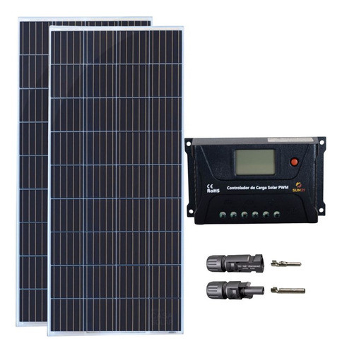 Kit Painel Solar 300w Policristalino Controlador 20a Sun21 E 0