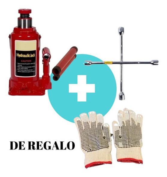 Kit Para Auto Gato Botella 2t + Llave Cruz + Regalo 1