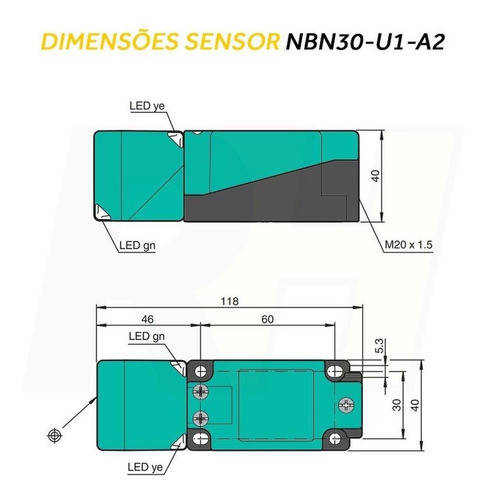 Sensor Indutivo Pnp 30mm - Nbn30-u1-a2 (194786) 1