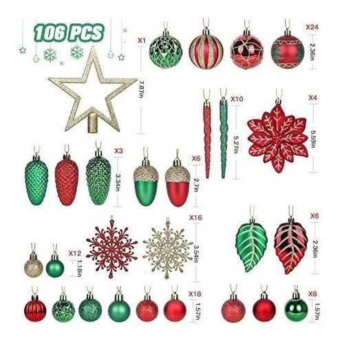 106 Adornos Navideños Variados De Plastico Irrompible - R&gr 1