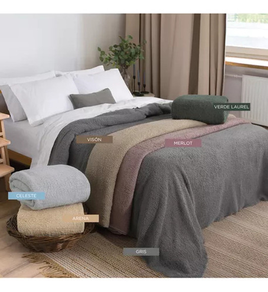 Frazada 1 1/2 Pl Corderito Lisa 150x220 Merlot Invierno 1