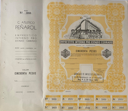 Poster Peñarol Estadio Cerrado, Empréstito 1952, Cr06 0