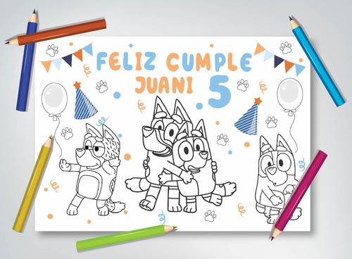 Sorpresitas Didácticas Cumple Bluey,  Hoja Para Colorear A4 0