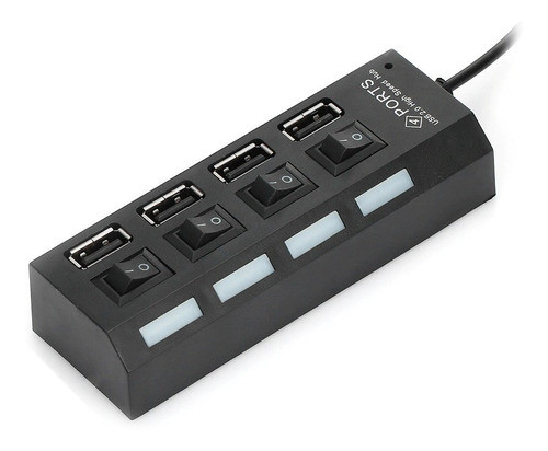 Hub Usb 2.0 Multiplicador De Puertos Usb X 4 Interruptor Led 0