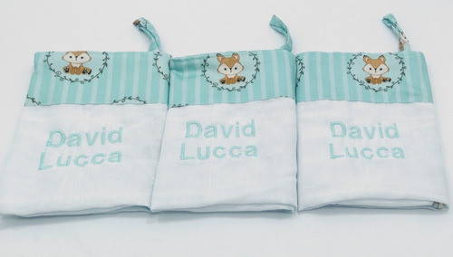 Paninhos De Boca 3 Uni. Personalizado Com Nome Do Bebê Class 1