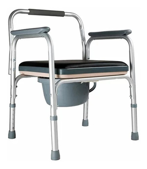 Inodoro Portatil De Aluminio Con Asiento De Cuero 0