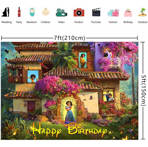 Cotillón, Telón De Fondo Con Diseño Encanto De 213 X 152 Cms 1