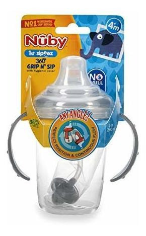 Nuby Twin Handle 360 Grip N' Sip 8oz Tritan Cup Con Cubiert 1