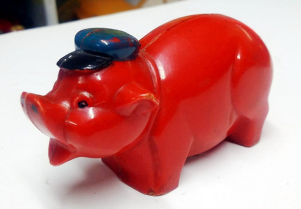 Alcancia Antigua Alcancía Chanchito De Celuloide - Ind Arg 0