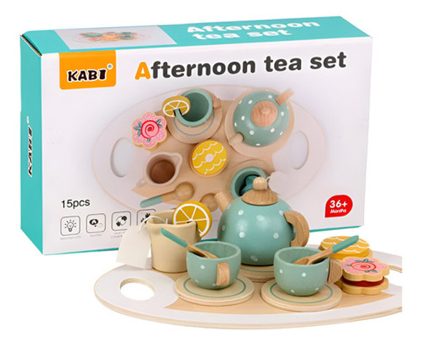 Juego De Rol De Té Infantil En Madera Con Tazas Y Caldera 0