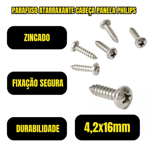 Parafuso 4,2x16 Zincado Auto Atarraxante Phillips 100 Unid 1