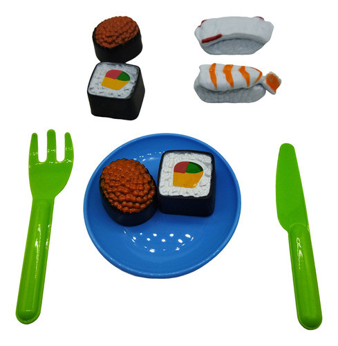 Brinquedo Kit Sushi Infantil De Plástico 9 Peças Comida Japa 0