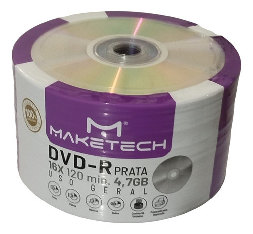 Midia Virgem Dvd-r Maketech  Prata Ps2 Filme 50 Unidades 1