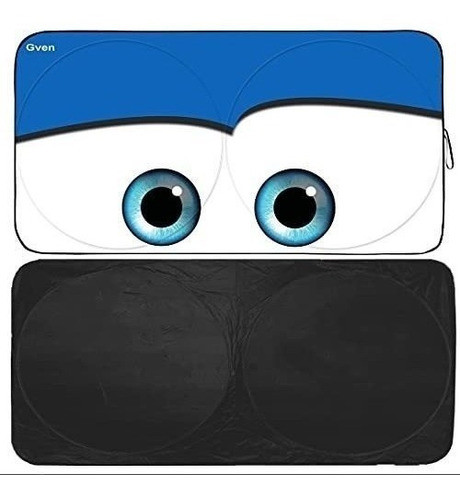 Parasol Para Auto/plegable/ojos Rayo Mcqueen Azul 150 X70cm 1