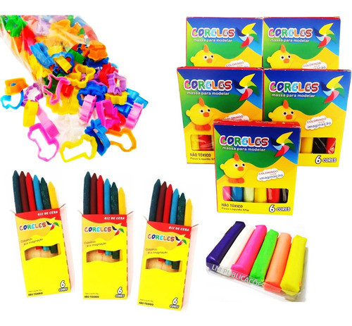 10 Cxs Giz De Cera/ 10 Cxs Massinha De Modelar/ 50 Forminhas 0