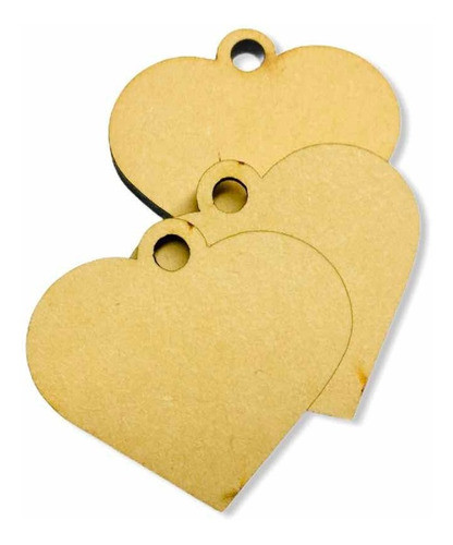 100 Corazones Mdf 3mm 8cm Con Agujerito Adornos Artesanias 0