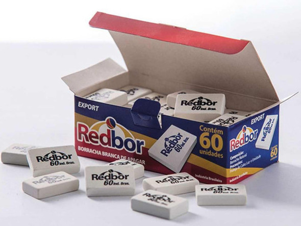Borracha Escolar Branca Nº 60 Caixa C/ 60 Unidades Redbor 1