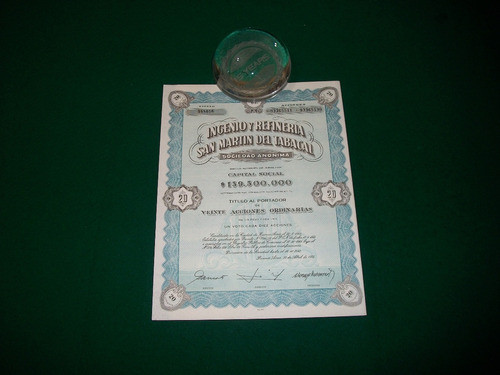 Ingenio Y Refineria San Martin Del Tabacal . 20 Acciones . 0