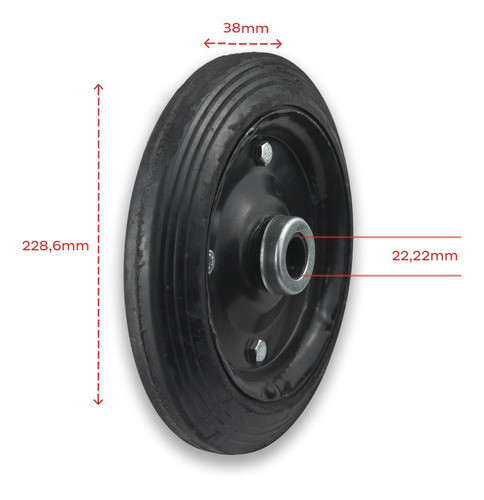 Roda Maciça 9 Pol Rolete 7/8 Para Carrinho De Armazém 1