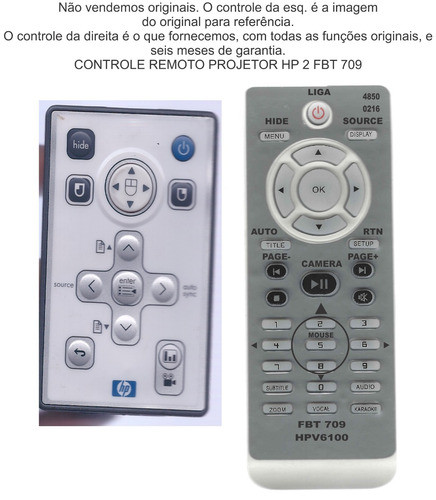 Controle Remoto Para Projetor Hp 2 Fbt 709 0