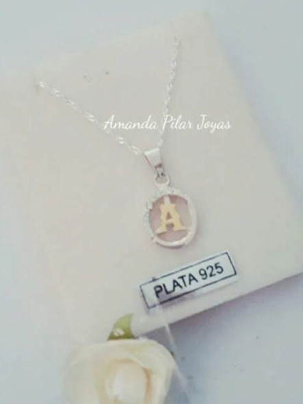 Conjunto Plata Y Oro Anillo Dije Y Cadena Pedí Tu Inicial 0