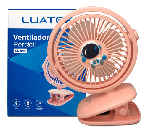 Mini Ventilador Portátil Presilha Rosa 0