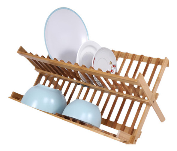 Bamboo Dish Drainer Rack Holder Platos De Soporte Secado Sto 0