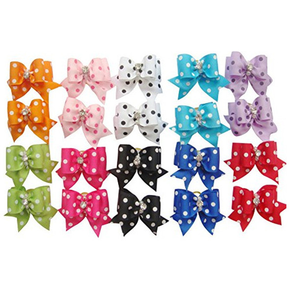 Pet Show Dot Hair Bows Con Bandas De Goma Pet Hair Bows Cat 0