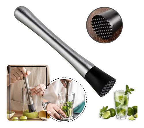 Pisón Mortero De Acero Inoxidable Coctelería Muddler Hielo 0