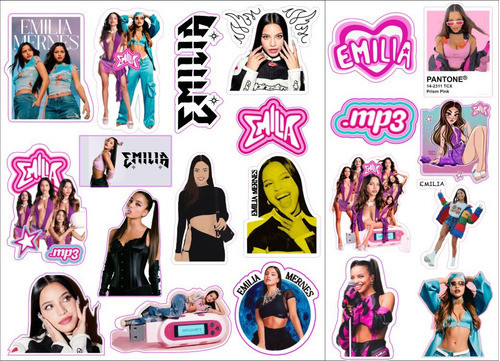 Emilia Mernes 20 Stickers Calcos Adhesivo Vinil Impermeable 1