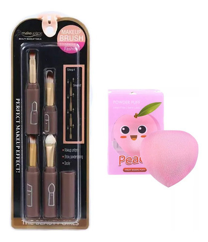 Kit Maquillaje Set X5u Brochas + Esponjita Mini Duraznito 0