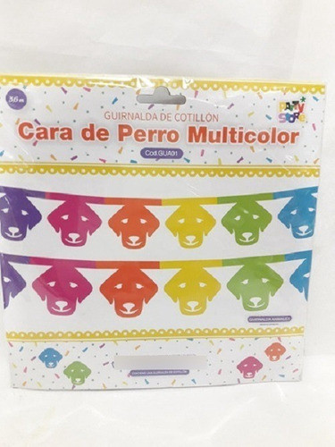 Guirnalda Papel Perros Carita Multicolor Cotillon 0