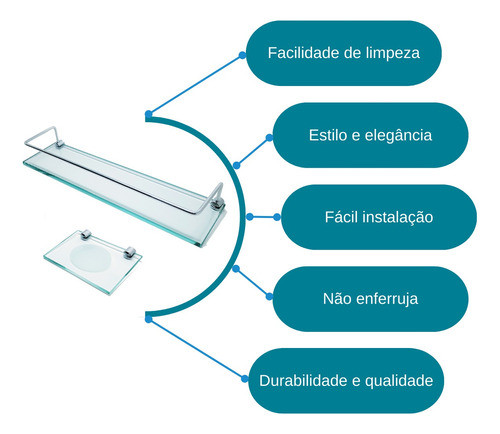Kit 2 Pçs Para Banheiro Em Vidro Incolor 1