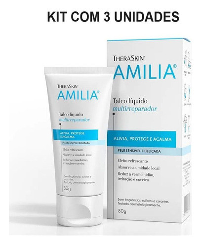 Kit Talco Multirreparador Theraskin Amilia C/ 3un De 80g Cd 0
