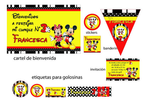 Mickey  Y Minnie Kit Cumple Impreso Y Cortado 1