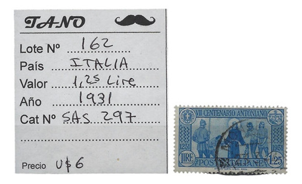 Lote162bis Italia 1.25 Liras Año 1931 Sassone#297 0