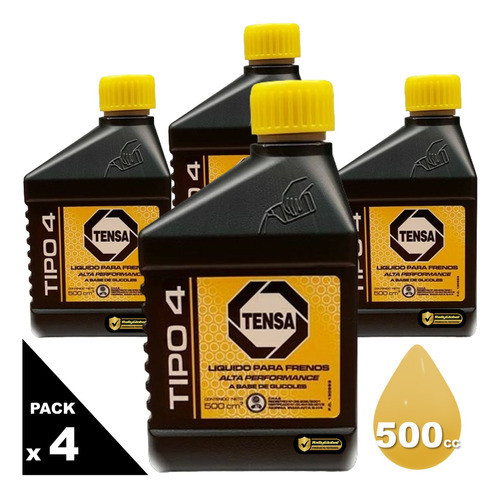 Liquido De Frenos Tensa Tipo 4 X 500cc Uso Profesional X 4un 1