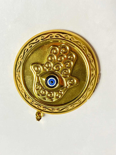 Relicario  Acero Dorado Mano Fatima Ojo Turco Talisman 0